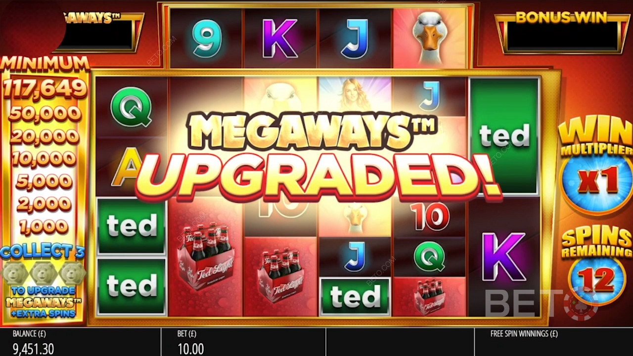 Upgrade Megaways by collecting 3 Super Ted symbols during the free spins
