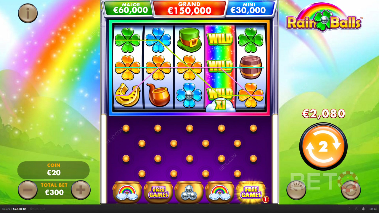 Beautiful background of Rain Balls online slot machine