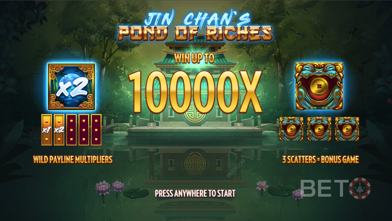 Aided by insane bonus features, play for a chance to win up to 10,000x the stakes