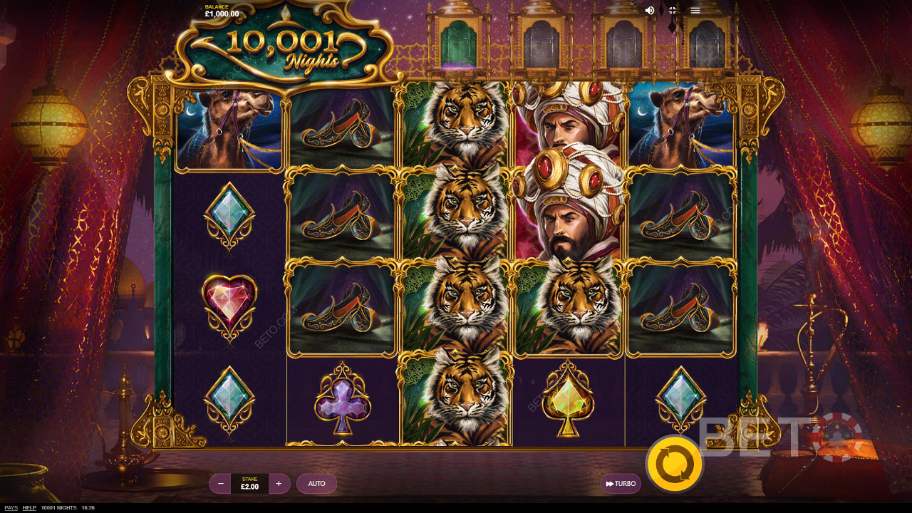 10001 Nights fra Red Tiger Gaming - Rejs med til den Arabiske ørken på jagt efter magi og skatte