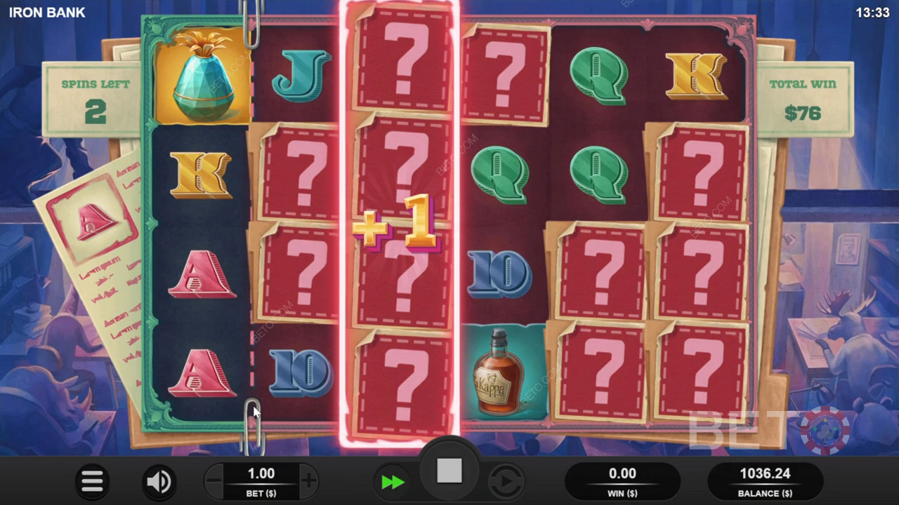 Mystery free spins in Iron Bank slot