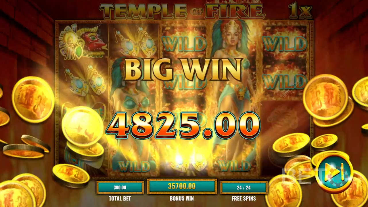 Big win in Temple of Fire online slot