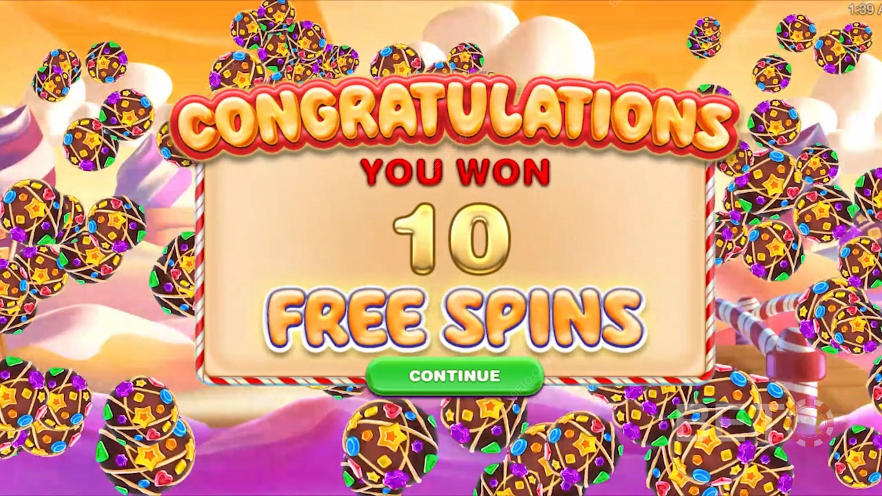 Win free spins in Candyways Bonanza Megaways slot by landing 3 free spin bonus symbols