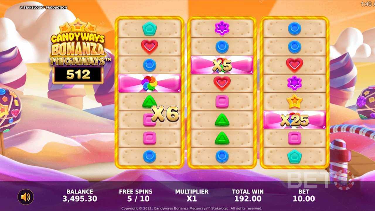 Enjoy several rewarding features in Candyways Bonanza Megaways online slot