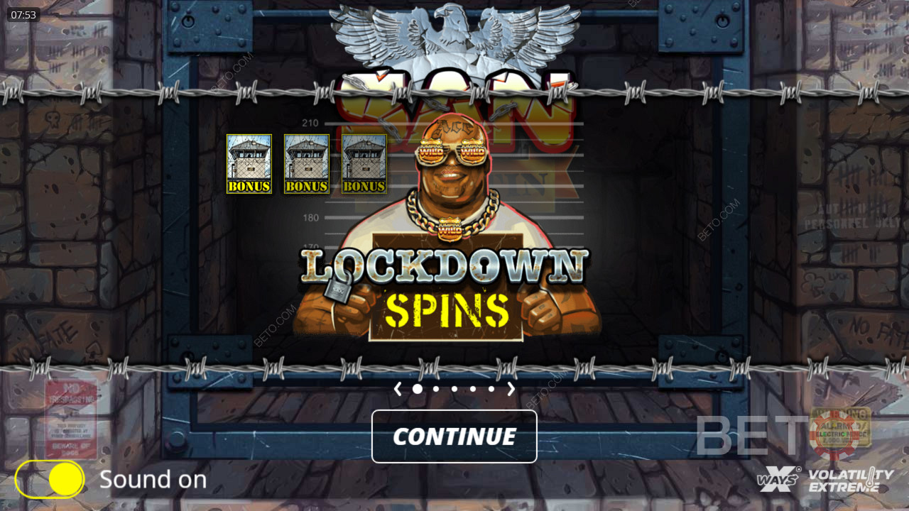 Trigger free spins by landing 3 bonus symbols in San Quentin xWays slot