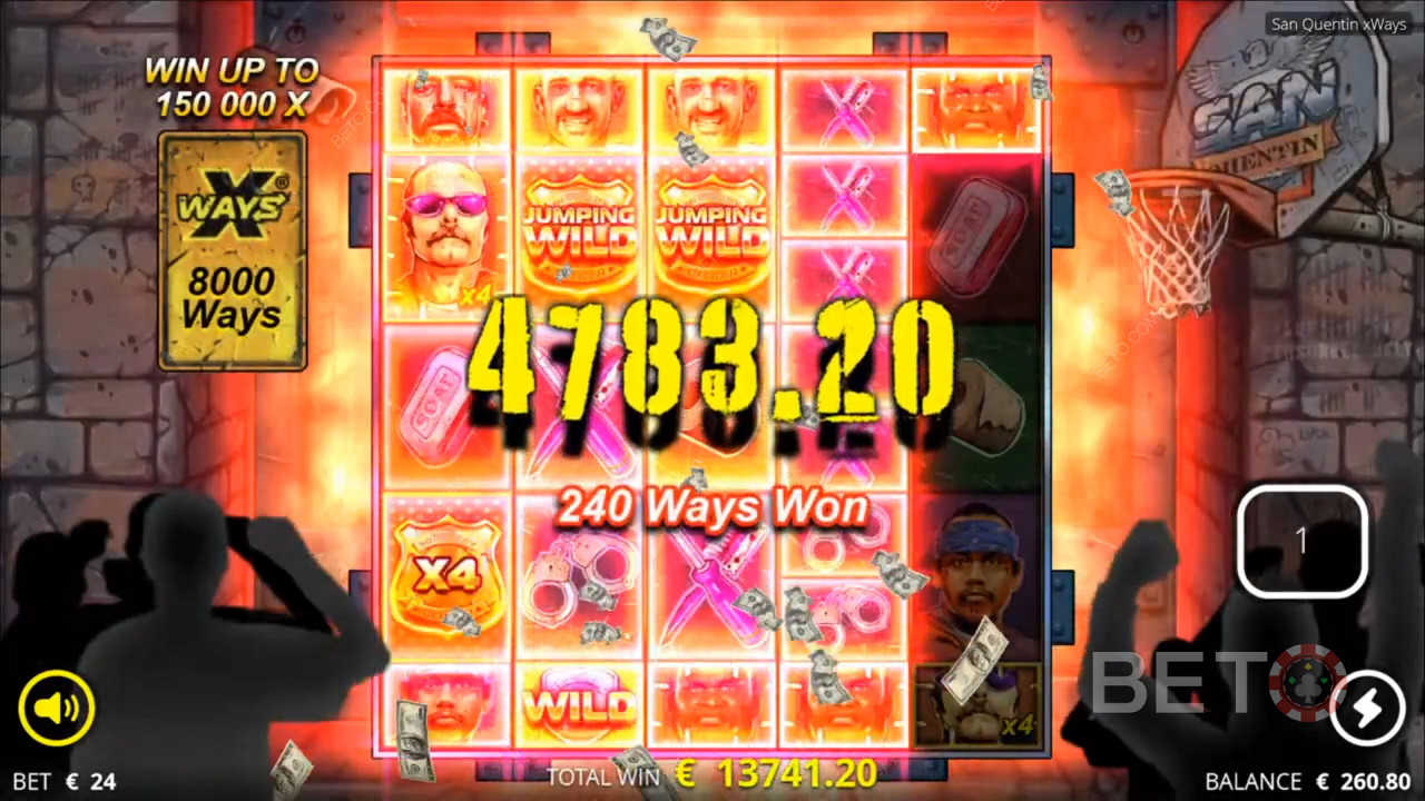 Big win in free spins in San Quentin xWays slot
