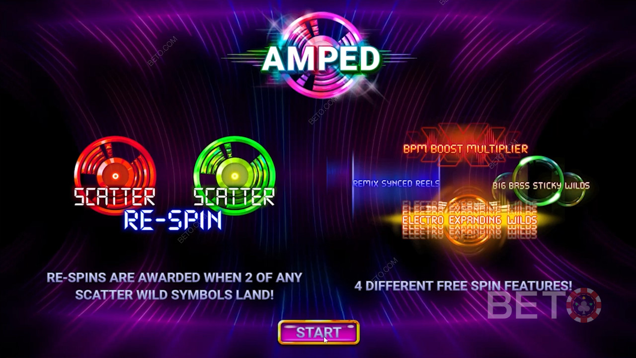 Intro Screen showing bonuses in Amped
