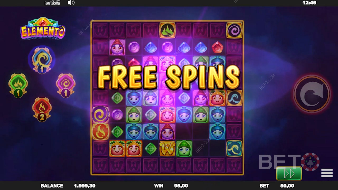 Enjoy a Win Multiplier in Free Spins in Elemento slot machine