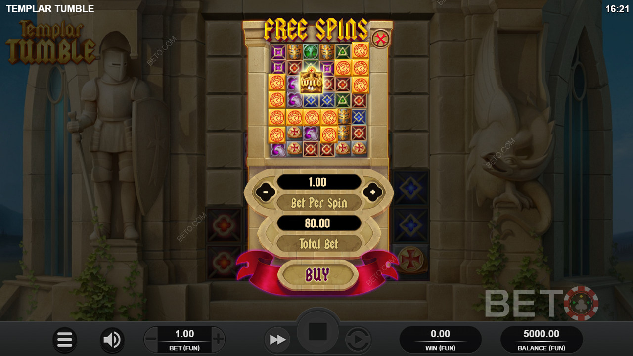 Buying Free Spins in Templar Tumble