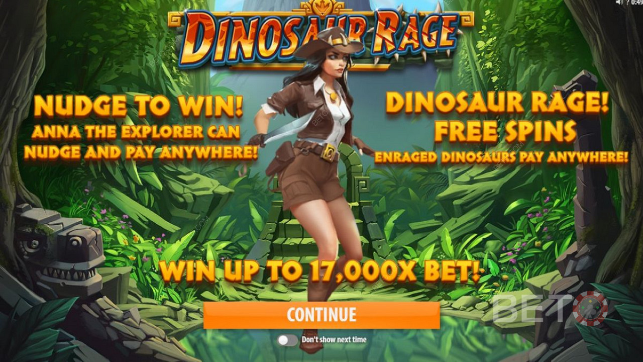 Dinosaur Rage from Quickspin - follow Anna the Explorer back to the Jurassic age in search of bonus treasures