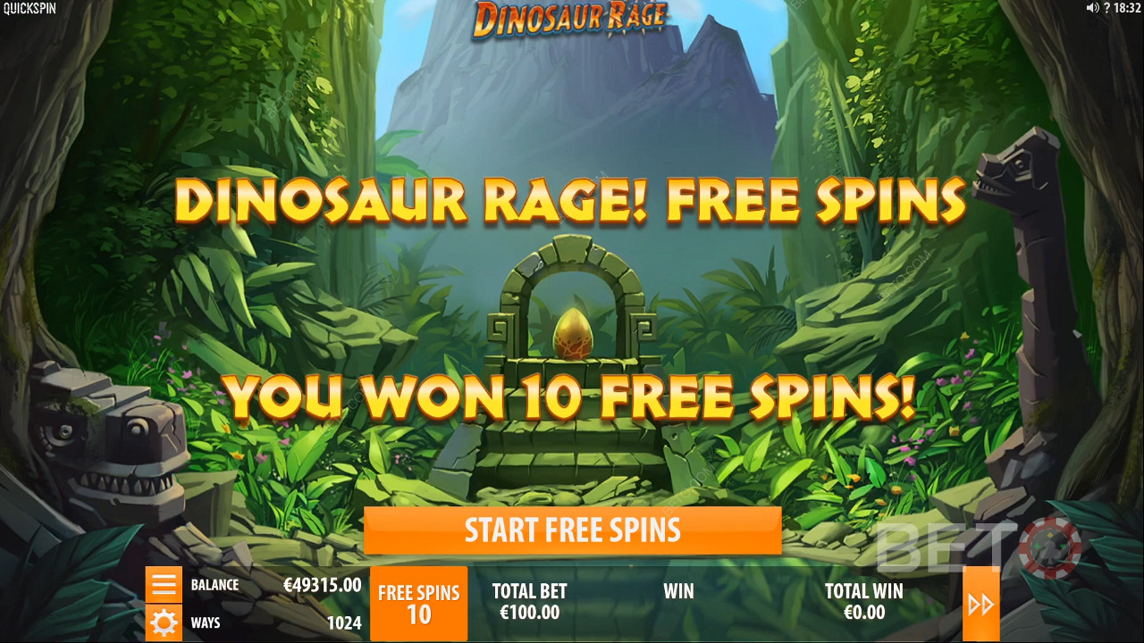 Winning Free Spins in Dinosaur Rage
