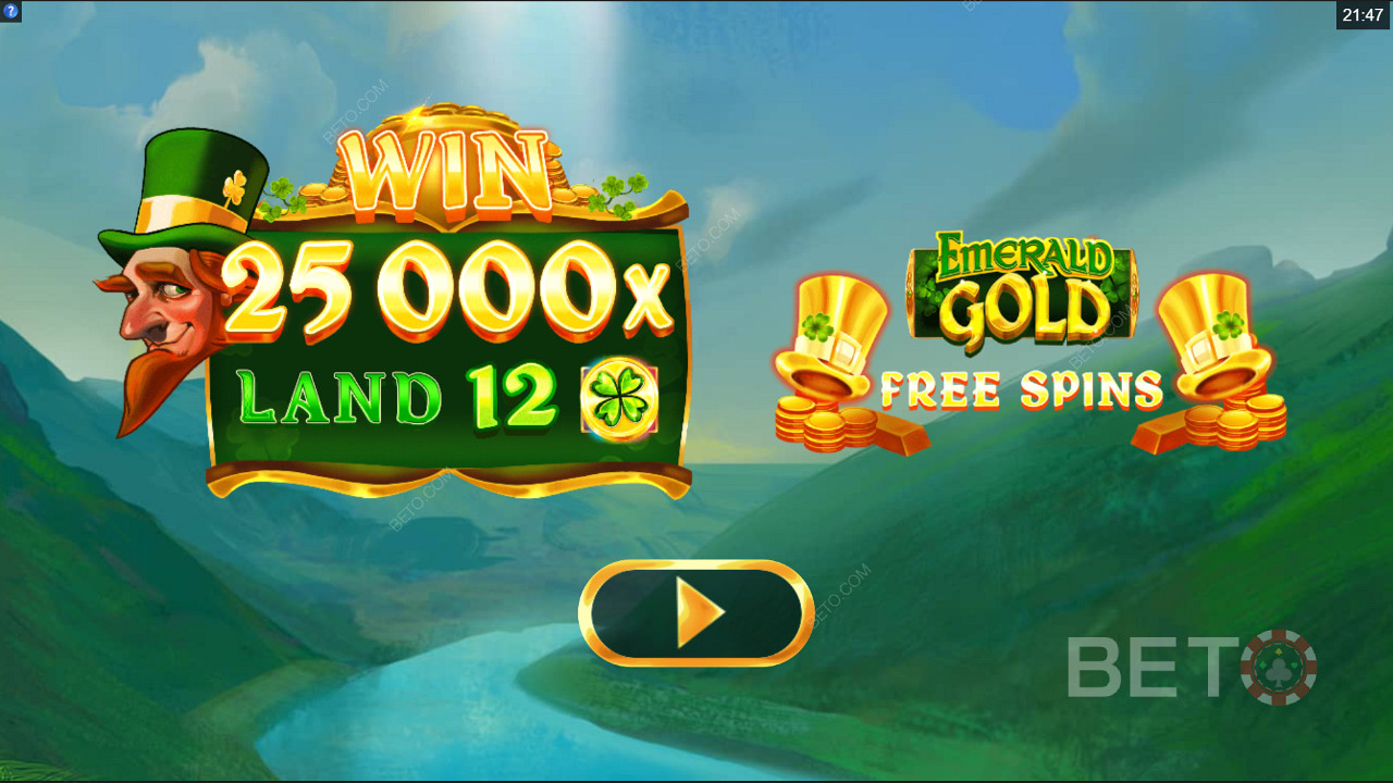 Win 25,000x your bet in Emerald Gold slot machine