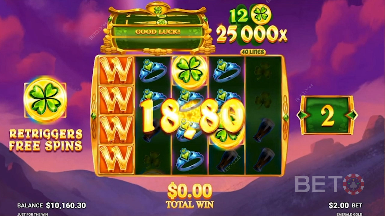 Get the max win by landing 12 Scatters during the free spins