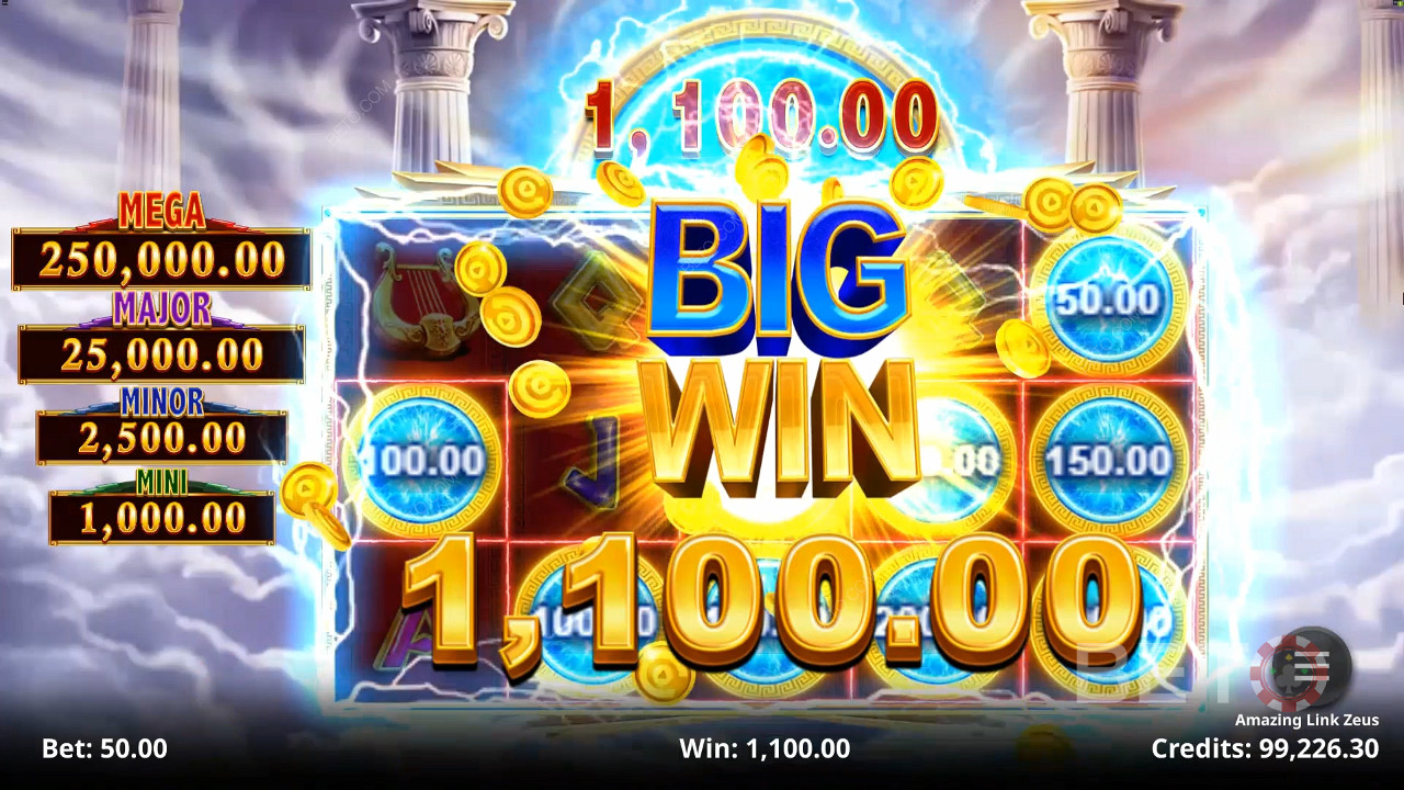 Winning a huge payout in Amazing Link Zeus slot
