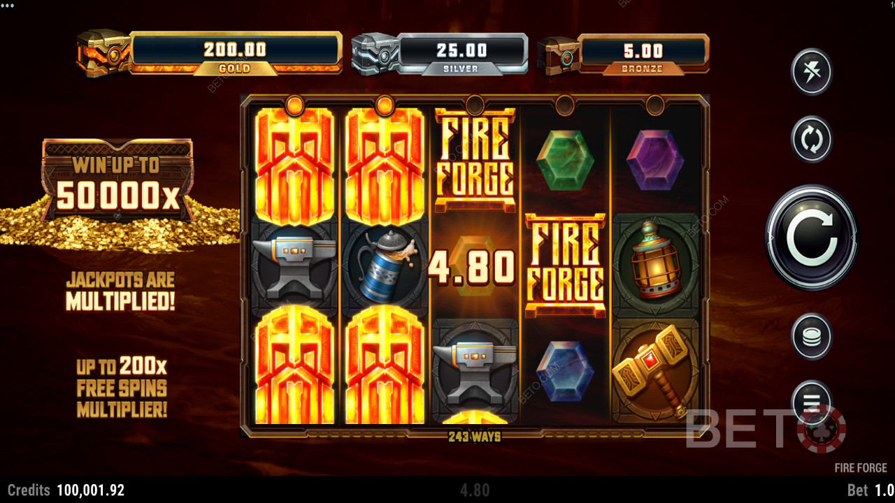 Fire Forge slot with a max Win of 50,000x of your bet