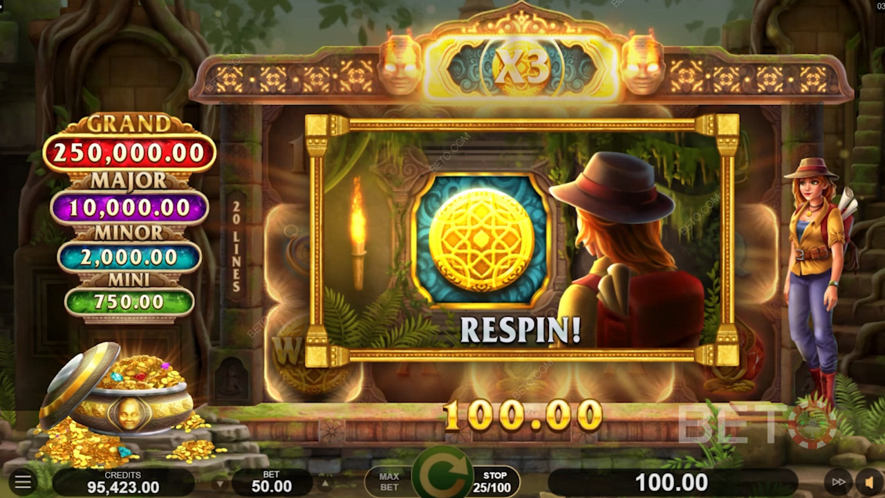 Enjoy Respins with Multiplier Wilds in Amber Sterling
