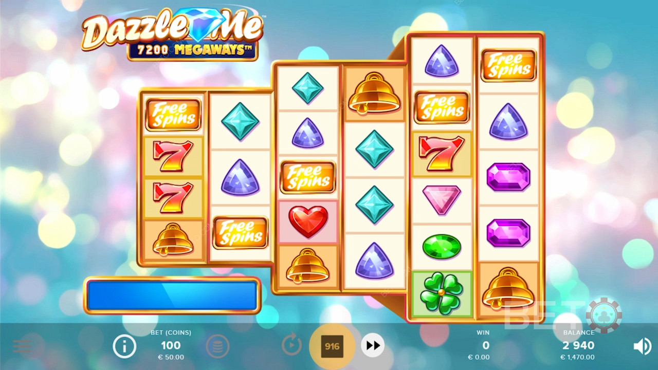 Simple controls layout of Dazzle Me Megaways