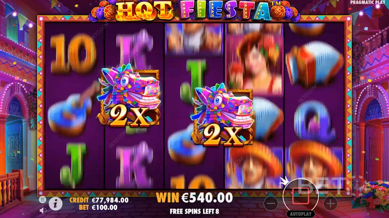 Getting a 2x payout in Hot Fiesta