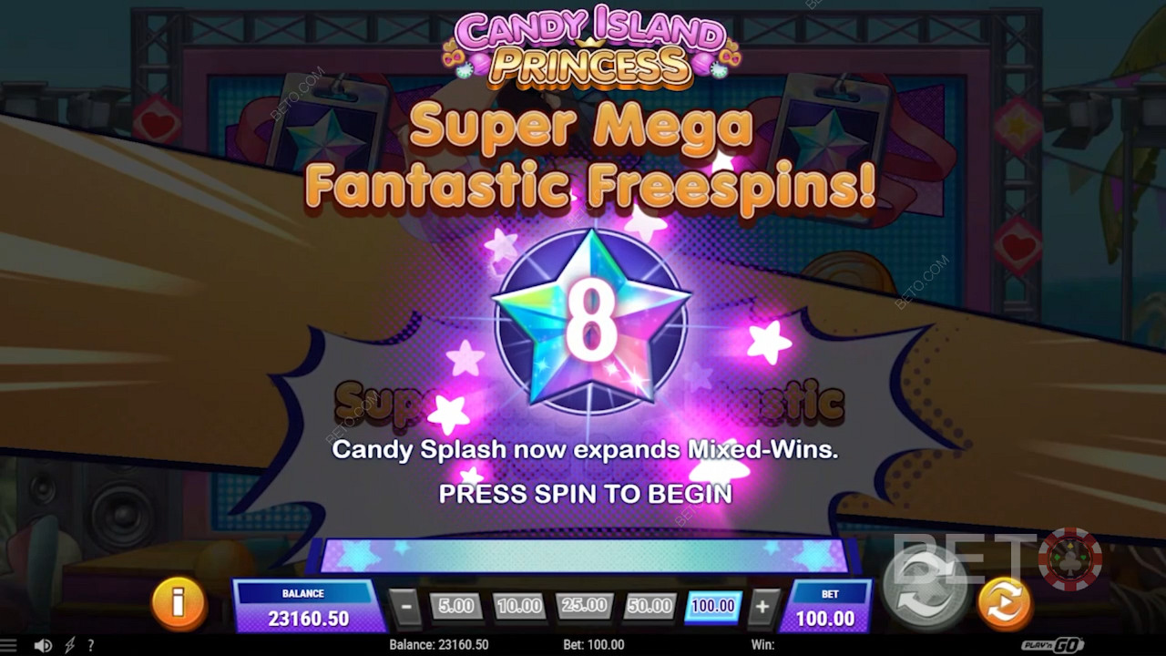 Flashy free spins in Candy Island Princess