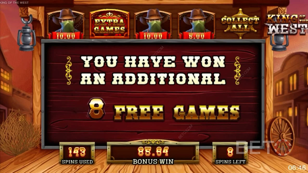 Winning free spins in King of The West