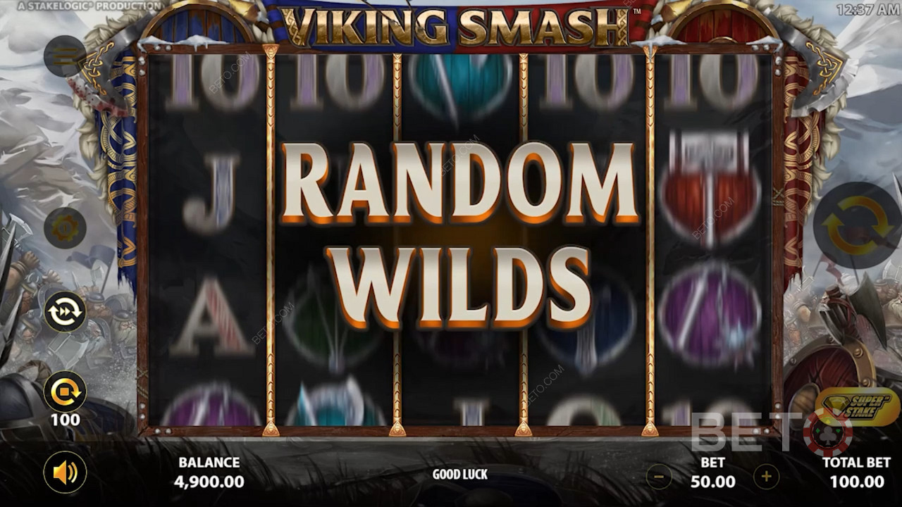 While playing with an active Super Stake, look out for Random Wilds for bigger wins
