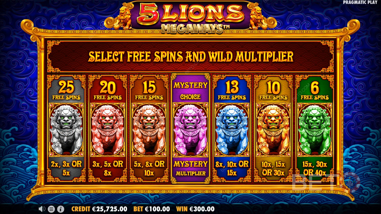 Choose your preferred number of Free Spins and possible Multiplier values