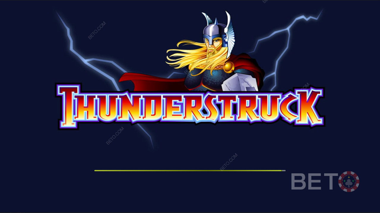 Dark themed intro screen of Thunderstruck
