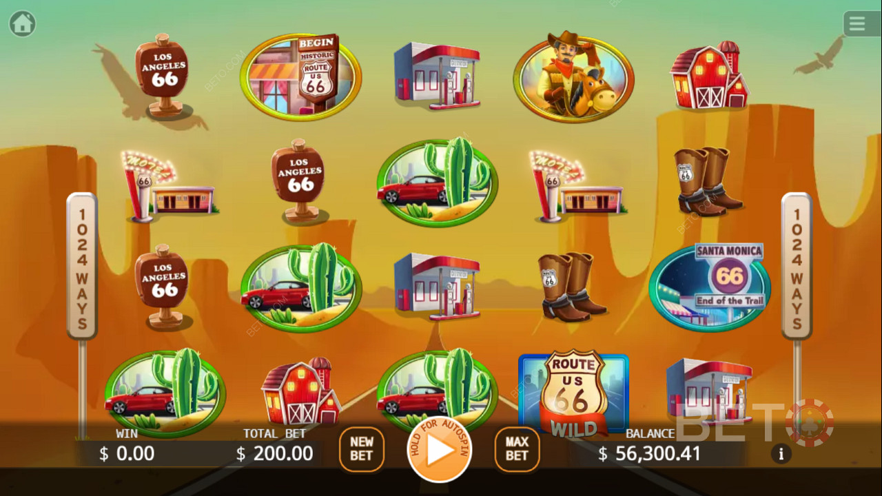 Enjoy Wilds and Free Spins in Route 66 slot machine