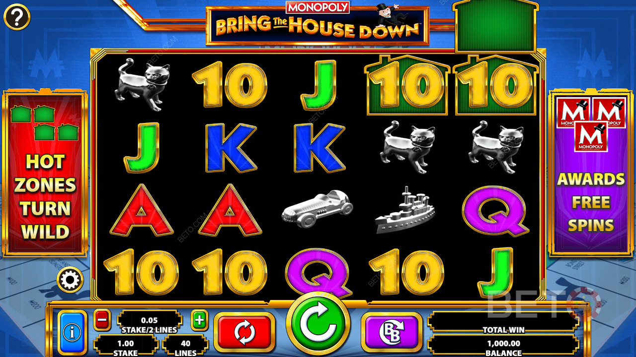 Monopoly Bring the House Down - experience a whole load of bonus, free spins and gameplay action
