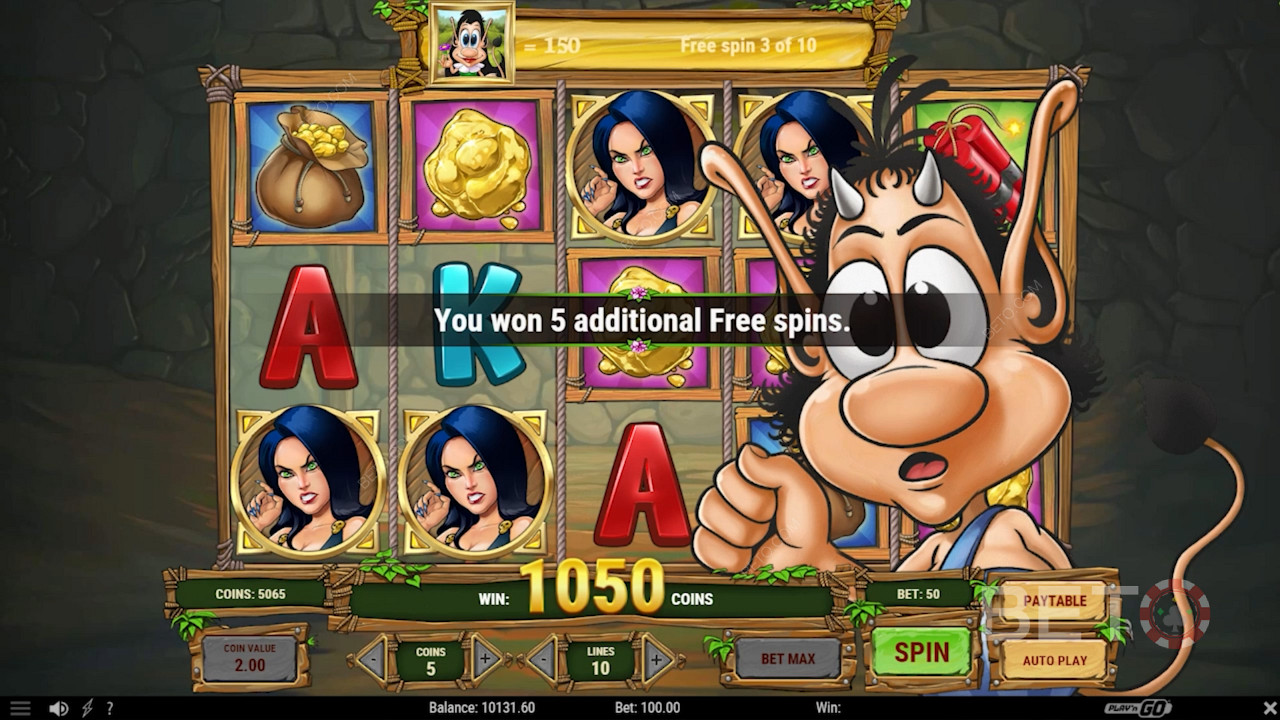 Here Hugo provides you with 5 free spins