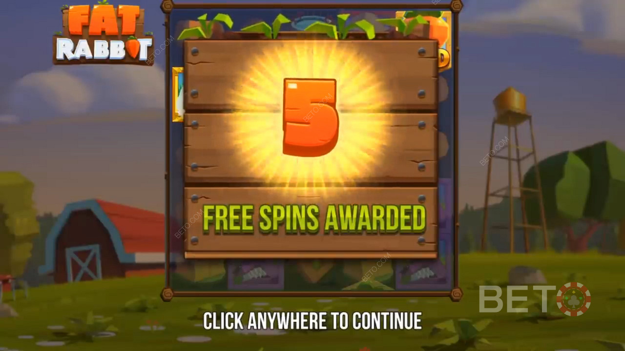 Triggering the Free Spins round in Fat Rabbit