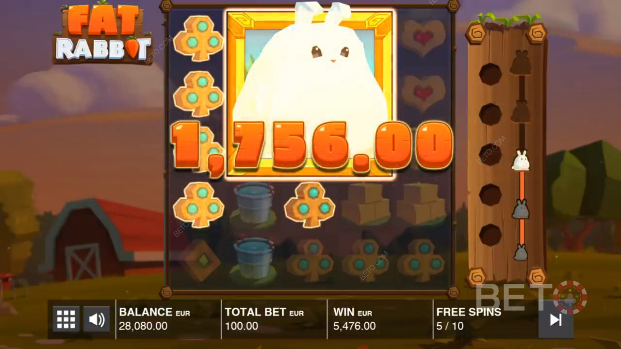 Winning a huge payout in Fat Rabbit