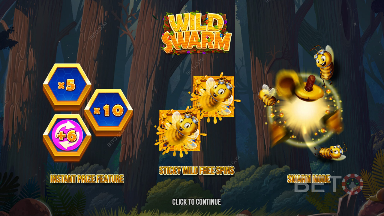 Enjoy powerful bonus features in Wild Swarm online slot