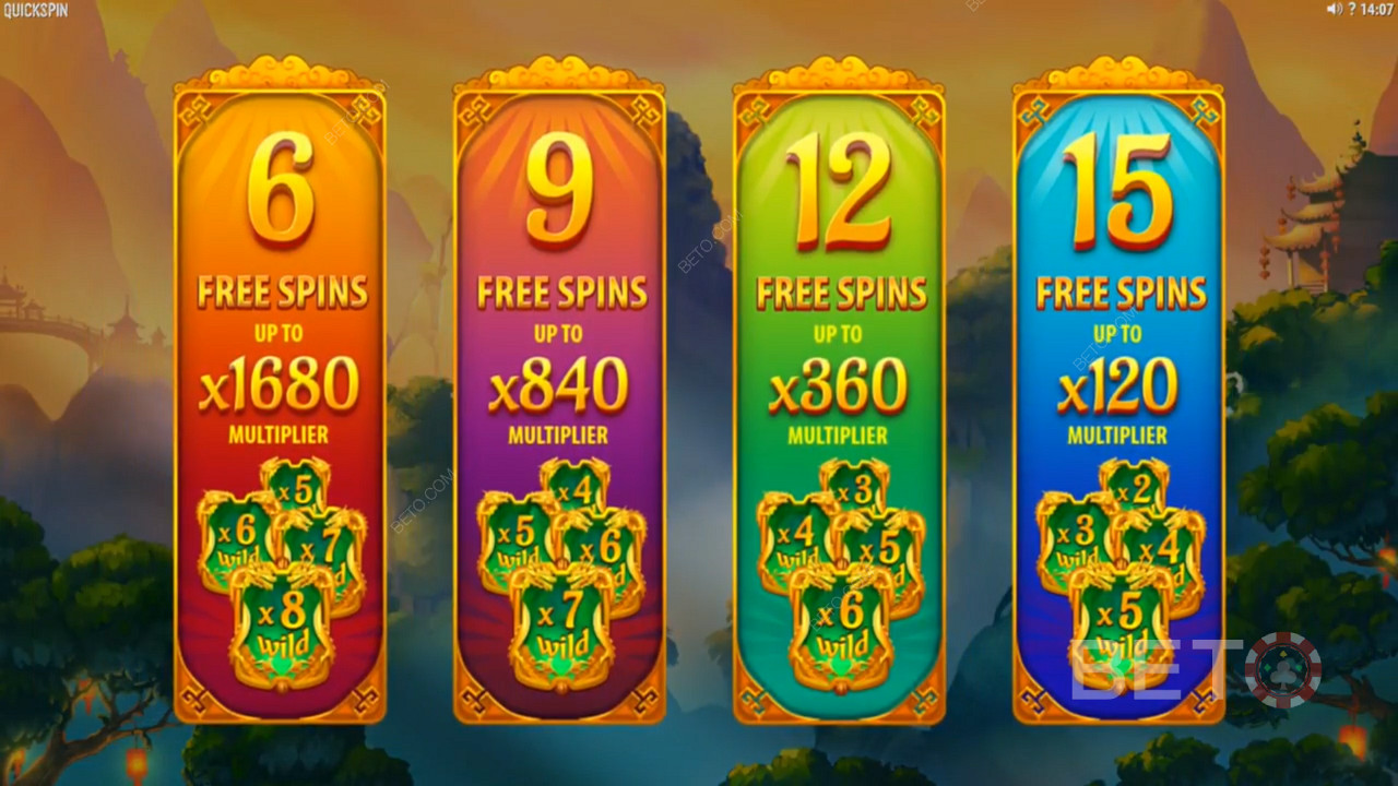 Nyt forskjellige typer gratisspinn i Eastern Emeralds spilleautomaten