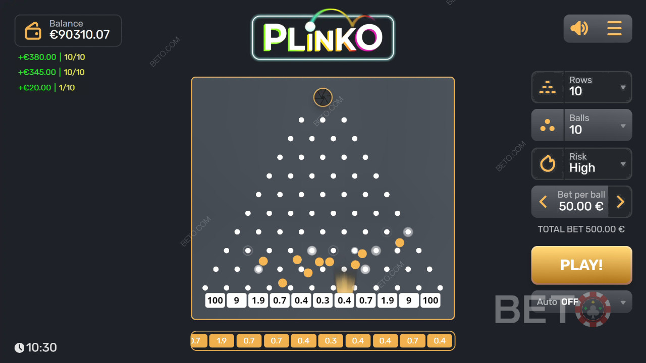 Win 3,200x Your bet in the Plinko Slot!