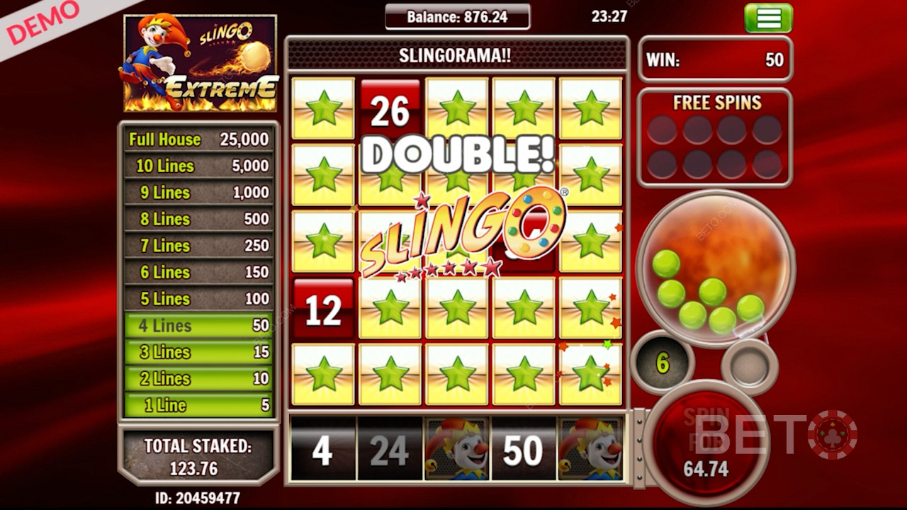 Play the all thrilling Slingo Extreme slot and win substantial payouts  