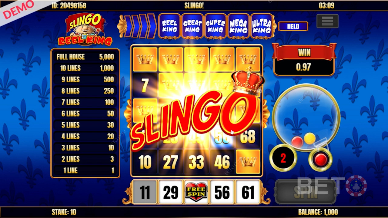 Slingo in Slingo Reel King slot