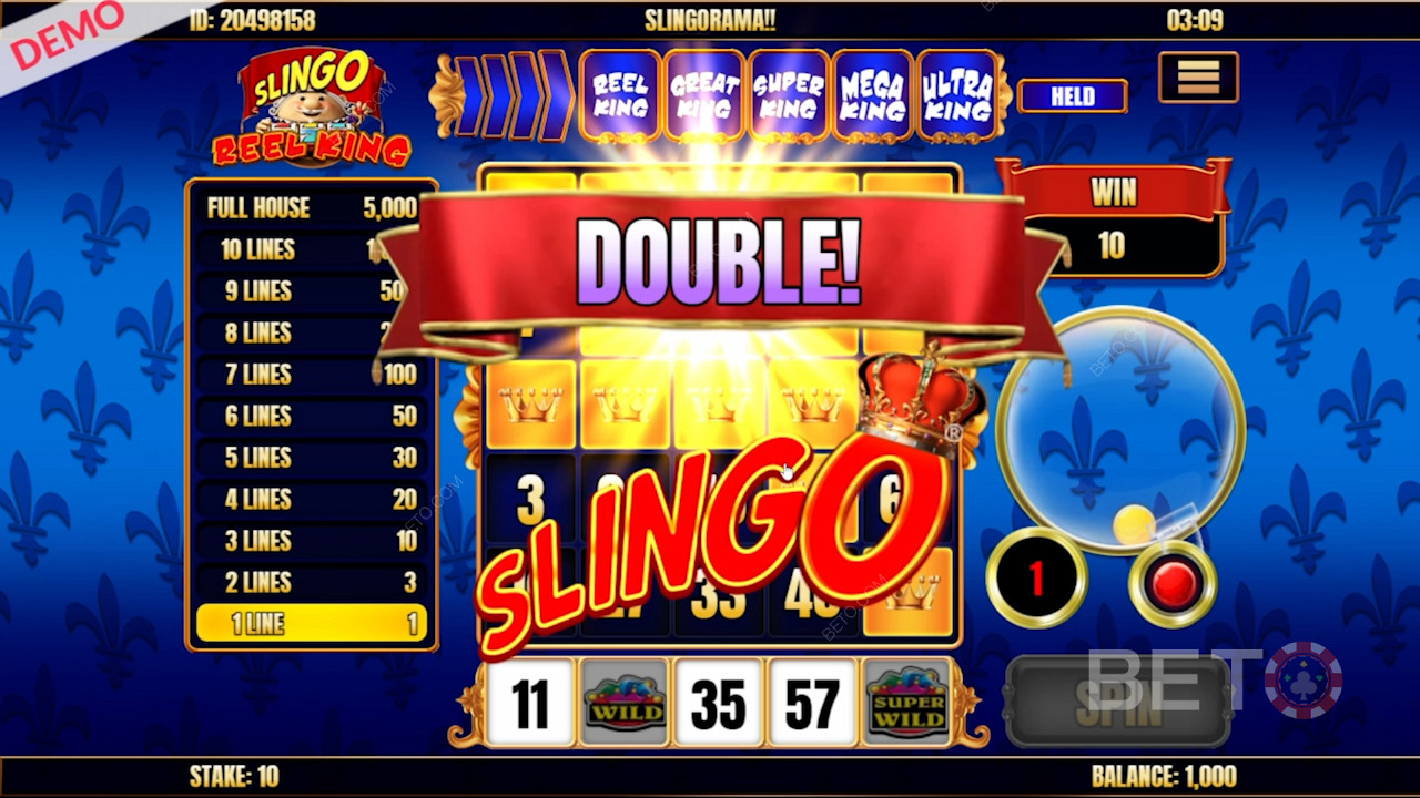 Enjoy a double Slingo by completing 2 lines in one spin