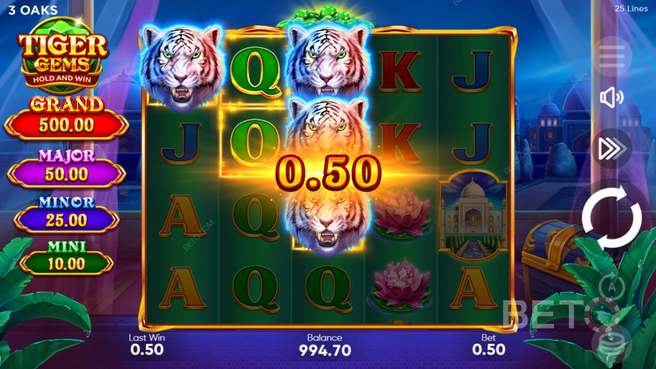 Win 1,560x Your bet in the Tiger Gems Slot Machine!
