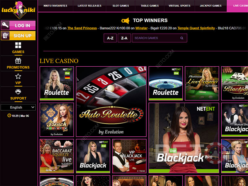Play Live Casino at Lucky Niki casino