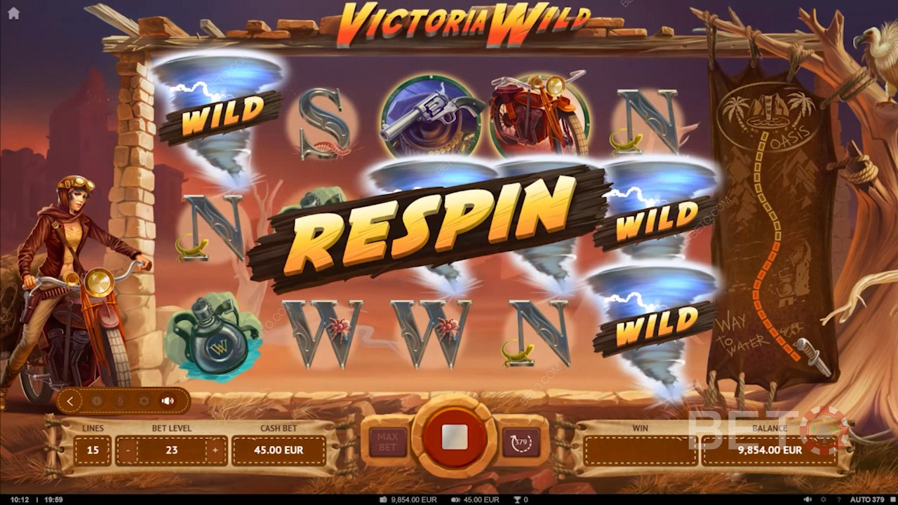Enjoy respins by matching two Tornado Wilds during the Sandstorm feature