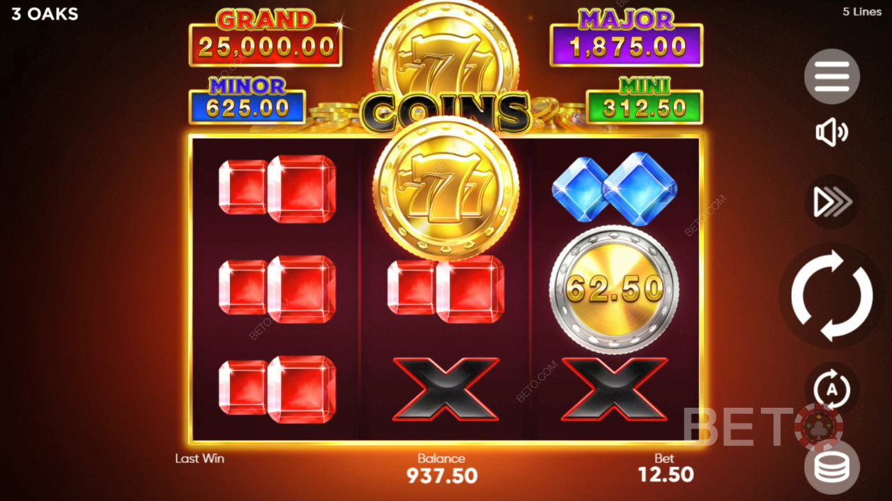 Win 6,000x your bet in the 777 Coins Video Slot!