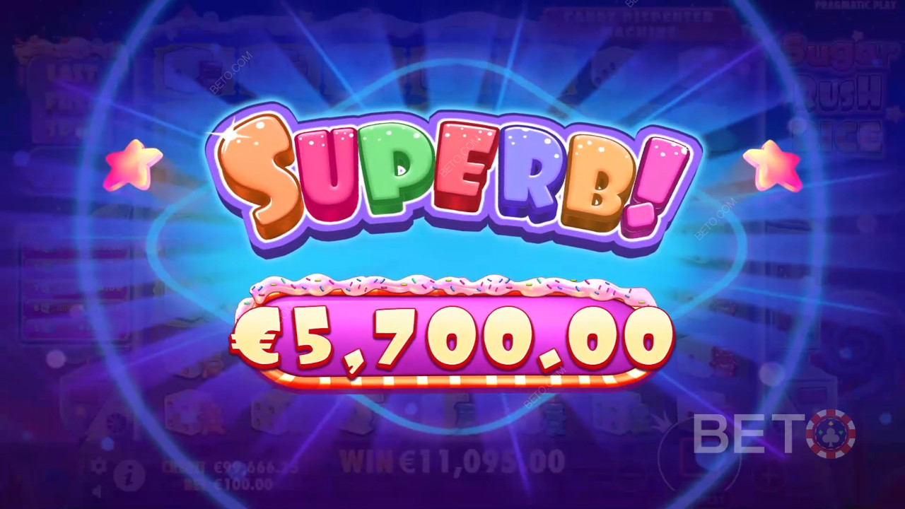 Win 5,000x Your bet in the Sugar Rush Dice Video Slot!