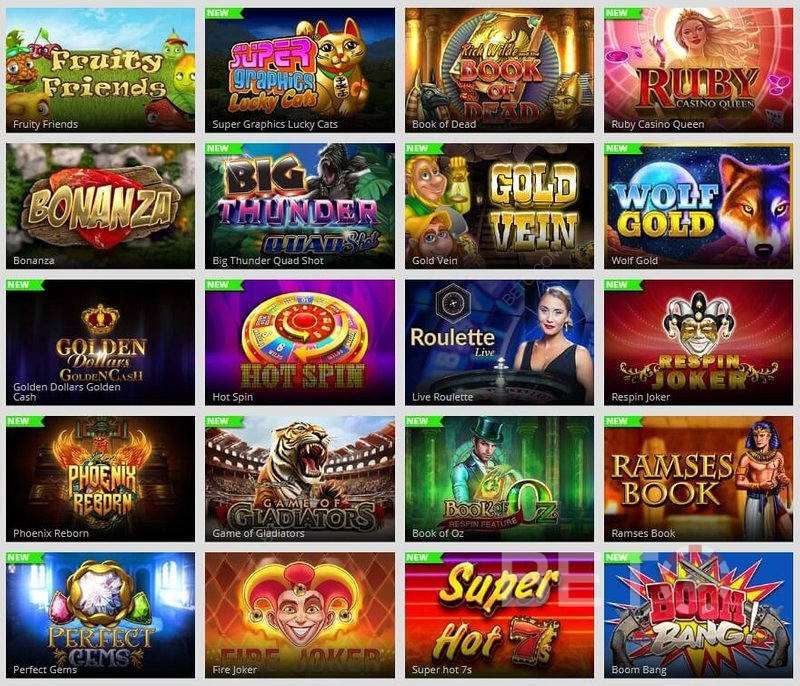 Large game selection of slot machines at MagicRed Casino.