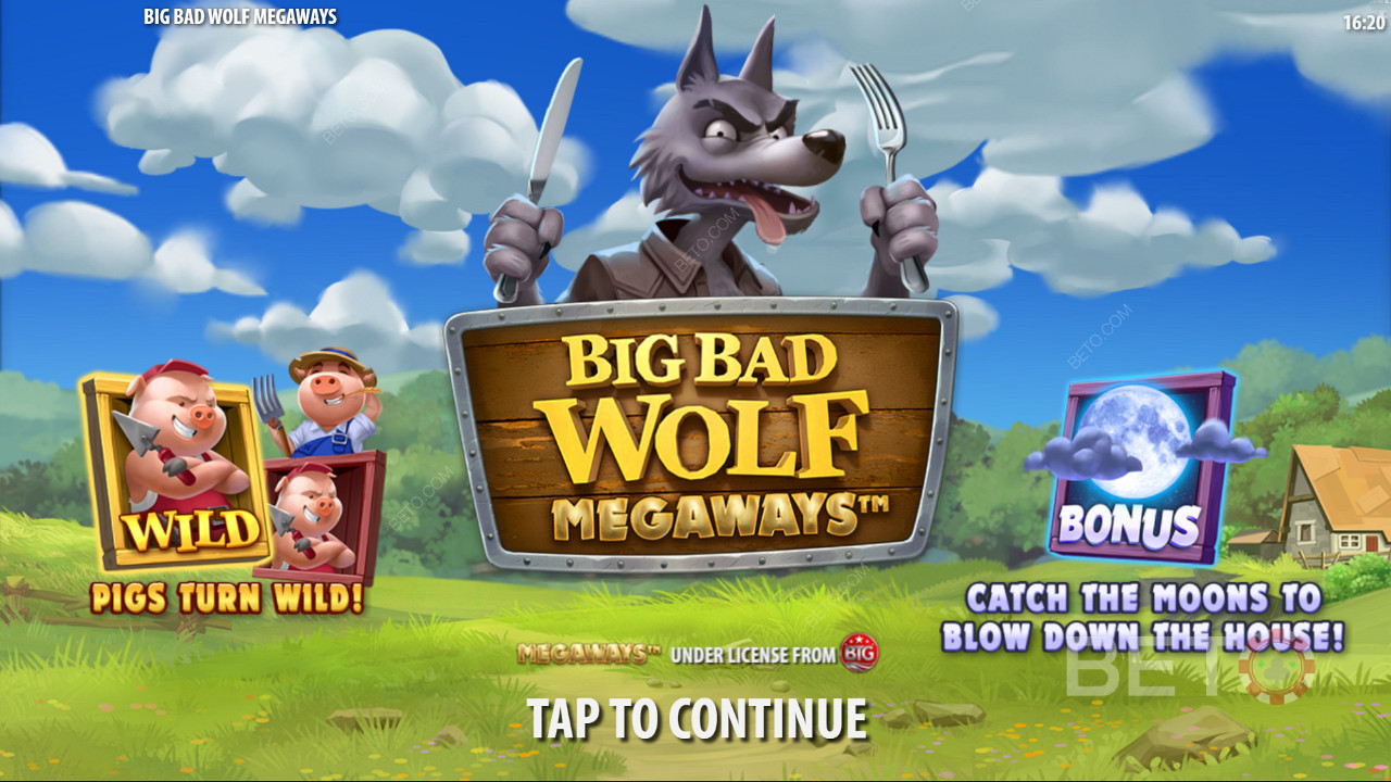Enjoy Piggy Wilds feature and Free Spins in Big Bad Wolf Megaways slot