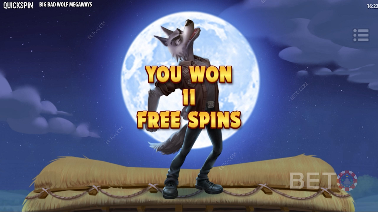 Win 11 Free Spins by landing 3 Scatters
