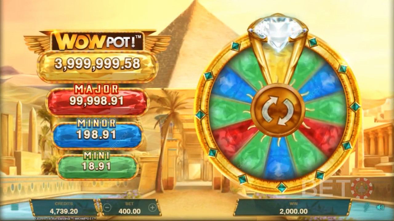 Spin your fortunes in the Jackpot wheel, to have a shot at winning the WowPot Jackpot