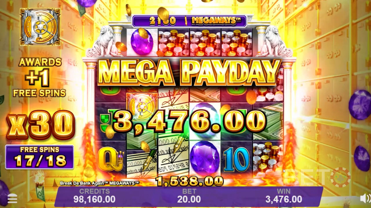 The very generous Mega Payday at Break Da Bank Again Megaways