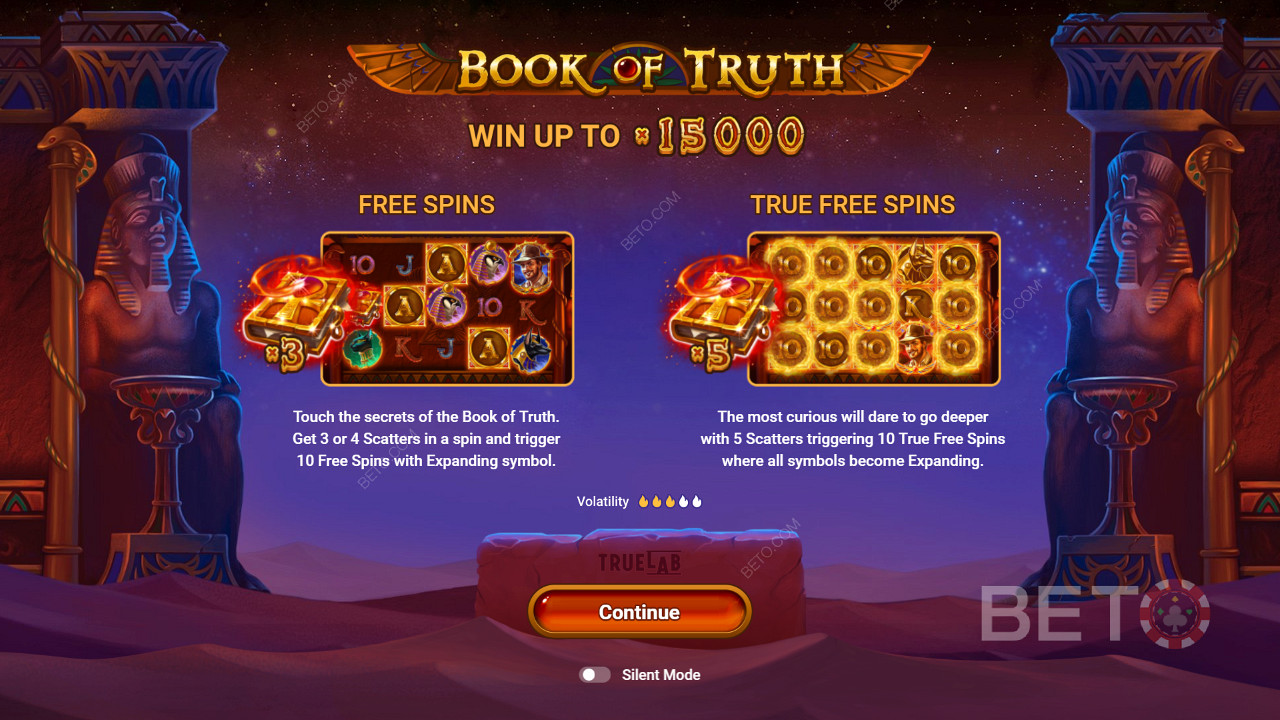 Free Spins and True Spins of the Book of Truth slot