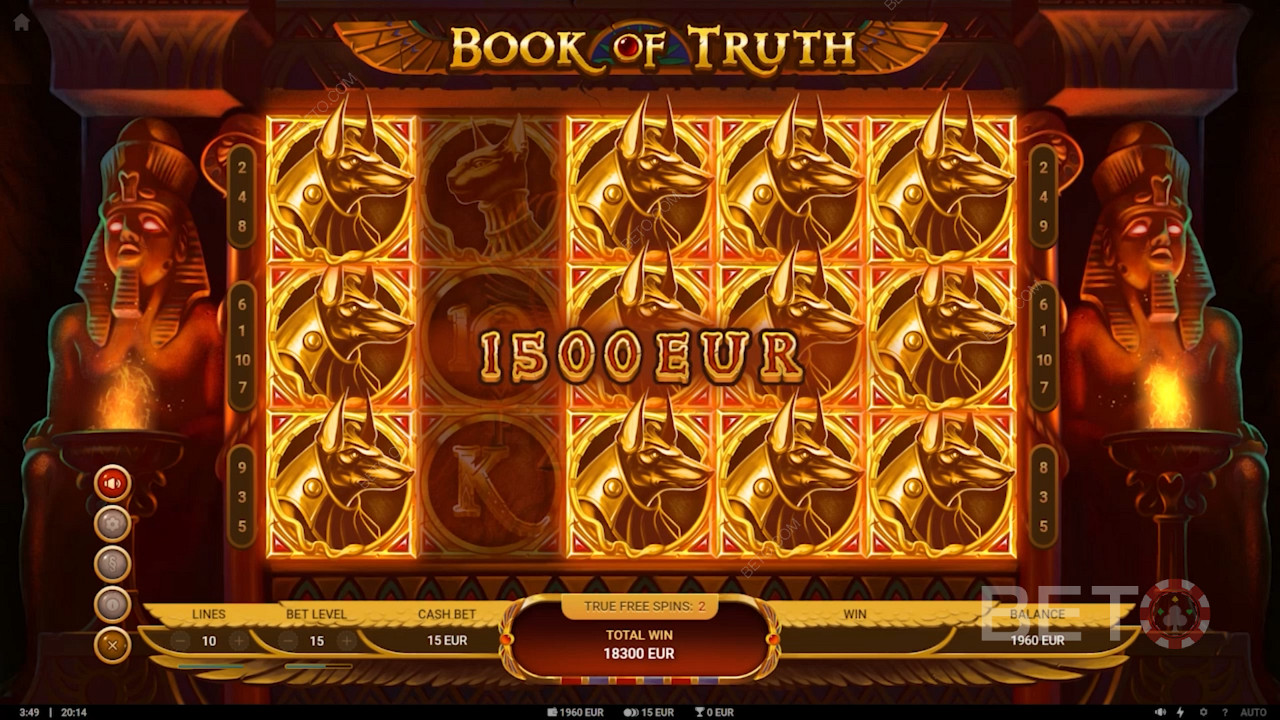 Winning a great payout in Book of Truth